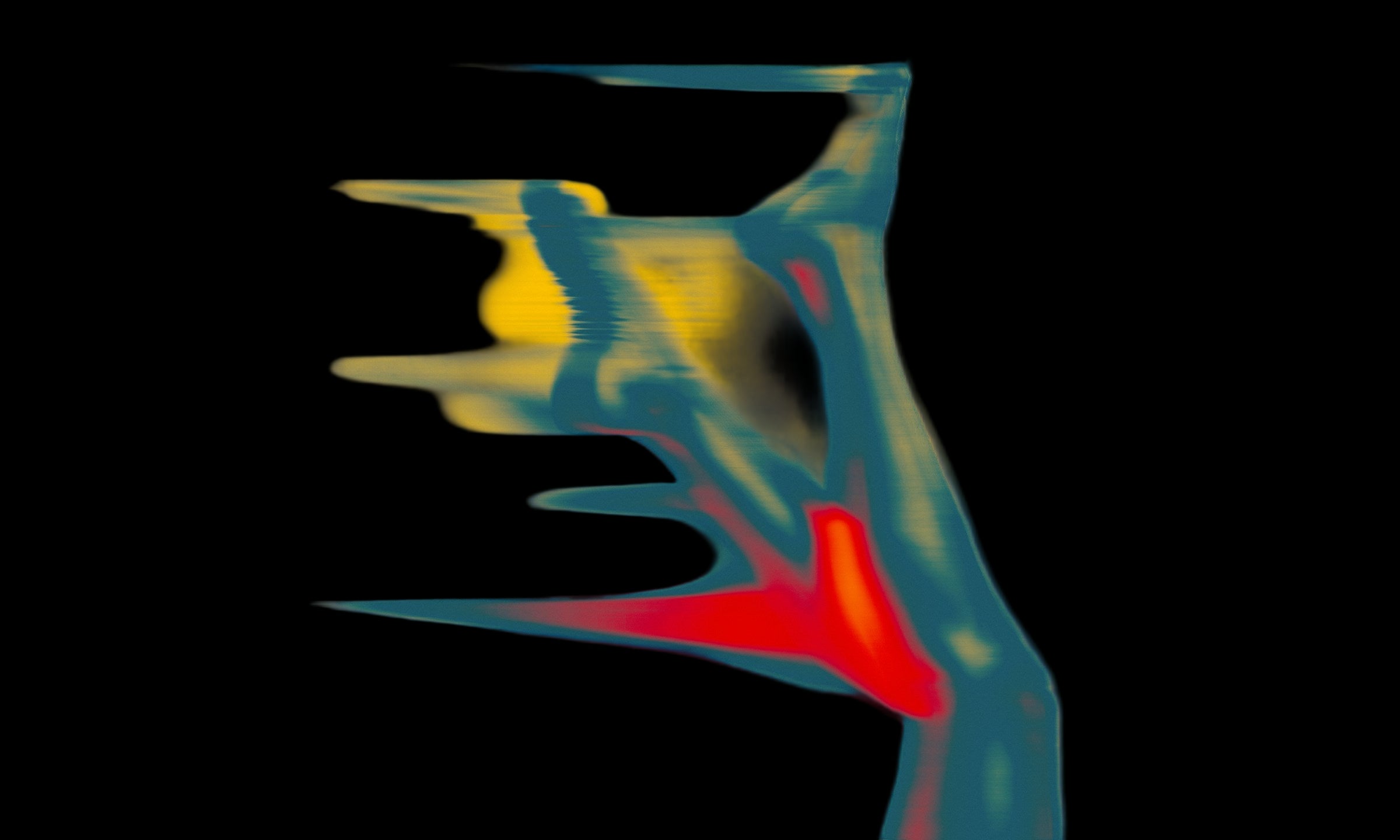 Colorful abstract sculpture on a black background